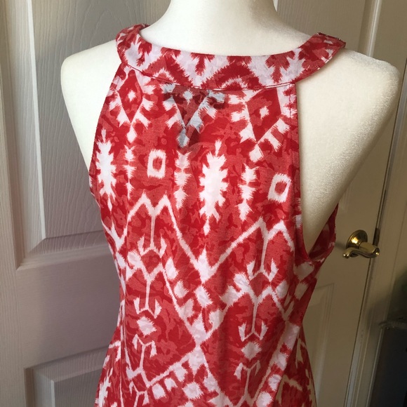 INC International Concept Red & White Sleeveless Racer Back Beaded Top Sz Medium - Picture 4 of 6